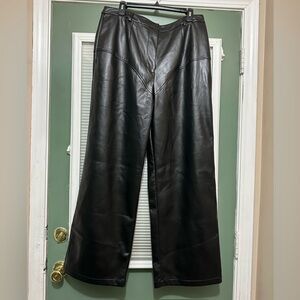 NWT 19 Cooper Faux Leather Wide Leg Pants Sz XL